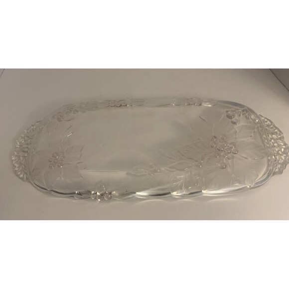 Vintage  Crystal Serving Dish, clear and pink,  15 inch long, 7 inch wide.  abr1 - Picture 3 of 3